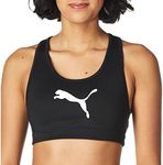 PUMA Women's Mid Impact 4keeps Bra, Puma Black-puma White, Large