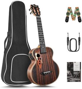 Caramel CT904 Ebony Tenor LCD color display Electric Professional Player Beginners Ukulele Uke Kit Bundle Padded Gig bag Strings,Strap