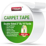 YYXLIFE Double Sided Carpet Tape for Area Rugs Carpet Adhesive Removable Multi-Purpose Rug Tape Cloth for Hardwood Floors, Carpets Heavy Duty Sticky Tape, 2 Inch x 10 Yards, White