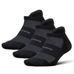 Feetures High-Performance Cushion No Show Tab Solid- For Men & Women, Athletic Ankle Socks, Moisture Wicking- Large, Black-3Pack