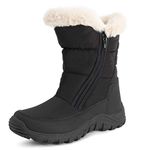 Polar Womens Memory Foam Twin Zip Opening Pull On Nylon Waterproof Thick Faux Fur Lined Winter Rain Snow Boots - Black/Beige - UK8/EU41 - YC0662