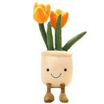 NatureMan Tulip Flower Plush Toy, 13.8" Tulip Flower Pot Stuffed Throw Plushie Pillow Doll, Soft Fluffy Plant Friend Hugging Cushion - Present for Every Age & Occasion (orange)