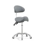 Saddle Stool Rolling Chair with Back Support,Esthetician Tattoo Dental Stool Chair,Lash Chairs for Eyelash Tech Massage Salon(Grey,with Backrest)