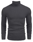 COOOFANDY Men's Jumpers Knitted Roll Neck Jumper Long Sleeve Winter Warm Turtleneck Knitwear Pullover Sweaters Grey M