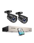 ZOSI 8CH 1080P Home CCTV Security Camera System with AI Human Vehicle Detection, 5MP Lite H.265+ DVR Recorder 1TB Hard Drive and 2pcs 2MP Weatherproof Outdoor Bullet Security Cameras, Smart Alerts