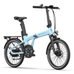 ADO Air20Pro Electric Bike Folding, EBike for Adults, 20" Folding Electric Bicycle, Belt Drive, Bafang Motor, ECO and SPORT Mode, Adjustable Shock Absorption, LCD, APP, Range Up To 100KM (Blue)