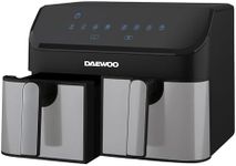 Daewoo Digital Air Fryer, Double 4.5 Litre Draws With Sync Function To Match Draw Times, Use Less Oil For Healthier Baking, Roasting, Grilling With 60 Minute Timer, Family Sized, 9 Litres