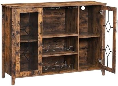 GarveeHome Wine Bar Cabinet with Led Light,Home Coffee Cabinet with Wine and Glass Rack,Kitchen Buffet Sideboard with Storage,Liquor Cabinet for Bar,Dining Room,Kitchen(Rustic Brown)