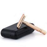 BAILI Rose Gold Double Edge Safety Razor Wet Shaving Kit +1 Swedish Blade +Mirrored Travel Case BD173