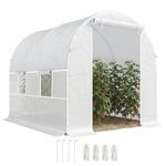 Outsunny 8' x 6.6' x 6.6' Walk-in Tunnel Greenhouse Portable Garden Plant Growing Warm House with Door and Ventilation Window White