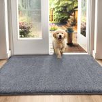 DEXI Dirt Trapper Door Mat Indoor, Non-slip Doormats Inside, Machine Washable, Super Absorbent Entrance Mats Soft Floor Carpet Rug, 50 x 80 cm, Grey-Blue