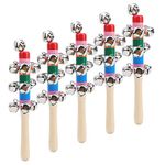 10 Jingles Handle Sleigh Bells Jingle Bells Stick Shaker with Wooden Handle for Kids Toddlers(Pack of 5) Percussion Percussion Instrument