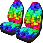 WELLFLYHOM Rainbow Design Universal Bucket Seat Cover - Pack of 2, Women Auto Front Car Seat Cover for Cars,Trunks, Vans, SUV, Crossovers Vehicle Seat Cover