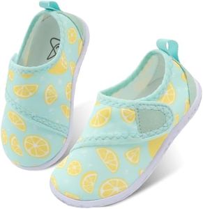 LeIsfIt Toddler Water Shoes Boys Girls Barefoot Aqua Socks Kids Breathable Quick-Dry Swim Shoes for Beach Pool Surf, Green Lemon, 7 Toddler