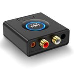 1Mii Bluetooth Audio Adapter, Low Latency Wireless Bluetooth 5.1 Audio Receiver with 3.5 mm RCA for Home Stereo Music Streaming System, Bass Mode, 12hrs Playtime
