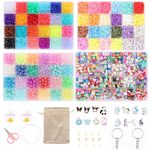 Ambitieux Bracelet Making Kit for Kids & Girls | 4-in-1 Beads Craft Kit with Acrylic, Clay, Letter Beads, Charms & Accessories | DIY Jewellery Making Set for Girls Age 4–12 | Creative birthday Gift Kit (Beginner Craft kit)
