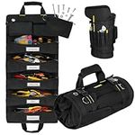 Tool Roll Bag,Large Roll Up Tool Bag With 13 Pockets,Wrench Roll,Chisel Roll,Spanner Oganiser Tools Storage,Portable Tool Pouch for Electrician,Plumber,Carpenter