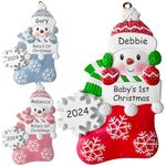 Baby First Christmas Ornament 2024,Personalized Christmas Ornament - 3 Color Options - Babys First Christmas Ornament 2024 Boy Girl w/Name and Year,Snowman Custom Christmas Tree Ornament