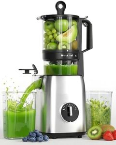 Cold Press Juicer Slow Juicer with Stainless Steel Base, 5.4 Inch Wide Feed Chute, Juicer Machines For Whole Fruits & Vegetables, Slow Masticating Juice Makers