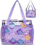 Clear Bingo Bag for Bingo Daubers Dabbers Dobbers Transparent Bingo Bags with Pockets Purple Bingo Dauber Bag for Bingo Accessories Bingo Stuff Supplies for Women Bingo Night Prizes for Adults Seniors