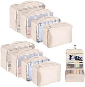 YOLOK 9 Set Packing Cubes Travel Luggage Waterproof Organizers Luggage Organizers with Hanging Toiletry Bag, Multi-Functional Clothing Sorting Packages,Travel Packing