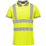 LIZZIE JACOBS New Hi Viz High Visibility Short Sleeve Polo Shirts Reflective Tape Safety Hi Vis Security Work Breathable Lightweight Workwear Tops (Medium, Yellow GC)