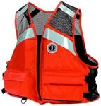 MUSTANG SURVIVAL - Industrial Mesh Vest with Solas Reflective Tape (Orange - XL) - USCG Approved, Large Front Pockets, mesh Shoulders, Side adjustments