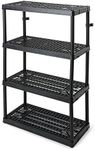 Gracious Living 4 Shelf Fixed Height Ventilated Heavy Duty Storage Unit 18 x 36 x 54.5" Organizer System for Home, Garage, Basement, & Laundry, Black