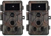 2-Pack 24MP 1296P Wildlife Camera No Glow Game & Deer Hunting Trail Cameras H.264 Video 100ft Night Vision Motion Activated Waterproof 0.1S Trigger Speed, Surveillance Cameras for Indoor and Outdoor