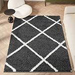 homeart Area Rug - Super Soft Geometric Shaggy Rugs For The Living Rooms, Bedrooms And Kitchen - Modern, Easy To Clean Carpet(Diamond Smoky Grey - 80x150 cm)