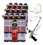 Vega Foam Fire Block Spray Foam Insulation Kit. Closed Cell Foam Thermal and Sound Insulation. (12 Cans + Gun + Cleaner)