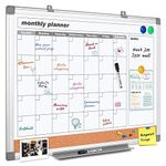 MAKELLO Monthly Dry Erase Calendar Whiteboard Cork Board Combo Dry Erase Calendar Wall for Planning Office, Classroom, Kitchen and Bedroom, 24x18 inch