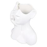 Ceramic Face Vase, Handmade White F