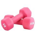 Portzon Weights Dumbbells 10 Colors Options Compatible with Set of 2 Neoprene Dumbbells Set,1-15 LB, Anti-Slip, Anti-roll, Hex Shape Pink