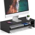 FITUEYES 2 Tiers Monitor Riser Stand - 21.3'' Large Computer Laptop Stand with Keyboard Storage Space, Desk Accessories, Home Office Supplies Black DT205401WB