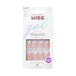 KISS Gel Fantasy Magnetic Press-On Nails, "North Coast", Silver, Medium Almond, 31 count