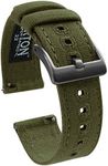 BARTON WATCH BANDS Canvas Quick Release Watch Band Strap, Army Green & Gunmetal Grey Buckle, 18mm