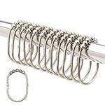 2LB Depot Wide Shower Curtain Rings/Hooks Set, Decorative Polished Chrome Finish, Easy Glide Rollers, 100% Rustproof Stainless Steel, Set of 12 Rings for Shower Rods