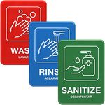 Excello Global Products Wash, Rinse, Sanitize Signs 5" x 7" (3 Signs)