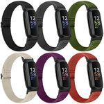 Runostrich Adjustable Elastic Watch Bands Compatible with Fitbit Inspire 3/Inspire 2/Inspire/Inspire HR/Fitbit Ace 3/Ace 2, 6 Pack Nylon Loop Sport Band Stretchy Replacement Wristband Women Men Kids