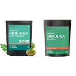 Carbamide Forte 100% Organic Moringa Powder and Spirulina Powder for Immunity, Digestion & Energy - 300g Veg Powder