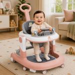 Infantso Vibe & Drive (4-in-1) 360° Premium Baby Walkers for 6-24 Months, Push Walker with Height Adjustment, Switchable Food-Toy Tray/Baby Activity Walker for Kids with Bouncer, Brake-Speed Control