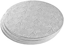 Juvale Cake Boards Rounds - 3 Piece Silver Foil Pizza Base Disposable Cake Drums, Corrugated Paper Board, 14 Inches in Diameter