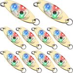 Skylety 10 Pcs LED Fishing Lures Fishing Spoons Underwater Flasher Bass Halibut Flasher Saltwater Trolling Deep Drop Fishing Light LED Lighted Bait Flasher