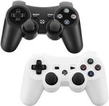 Enstixsm Replacement for PS3 Controller,2 Pack Wireless Controllers for PlayStation 3,Slim,Pro,Dual Shock Remote Control with 6-Axis Motion,Bluetooth Gamepad with 500mAh,Cheap Ideal Gift,Black White