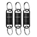 KeySmart MagConnect Pro Magnetic Quick Release Keychain for Men - Key Chain Ring Holder for Bag, Belt & Car - Detachable, Black (3-pack)