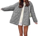 PRETTYGARDEN Women's Fall Fashion 2024 Quilted Bomber Jacket Casual Oversized Puffer Down Coat Outerwear (Grey,Medium)