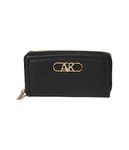 Anne Klein Bevel Logo Curved Zip Around Wallet Black One Size