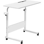 GRANDMA SHARK 80 × 40 cm Laptop Table for Sofa or Bed, Laptop Desk, Standing Height Adjustable Computer Desk, Portable Side Table, Bed Table, Sofa Table (White)