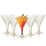 MATANA 48 Premium Plastic Martini Cocktail Glasses with Gold Glitter (210ml) - Elegant & Reusable - Manhattan, Margarita, Cosmopolitan, Desserts - Weddings, Birthdays, Parties